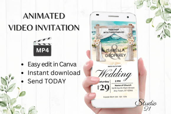 Beach Wedding Invitation W8301: Your Digital Evite Solution
