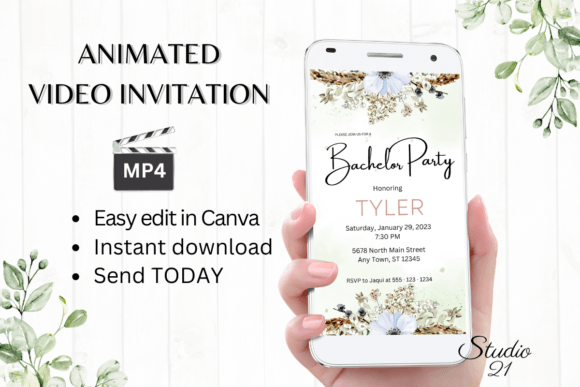 Boho Bachelor Party Invite: Effortless Digital Style