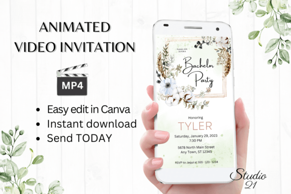 Boho Bachelor Party Invite W5102: A Designer’s Guide to This Animated Evite