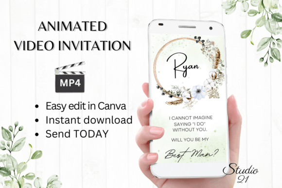 Boho Best Man Proposal W3108BM: A Digital Template for the Modern Groom