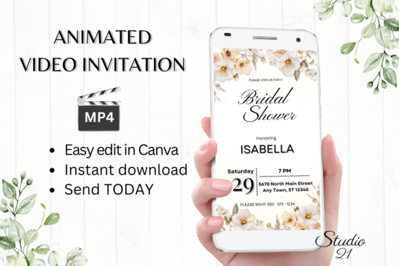 Boho Bridal Shower Evite W4302: Effortless Digital Style