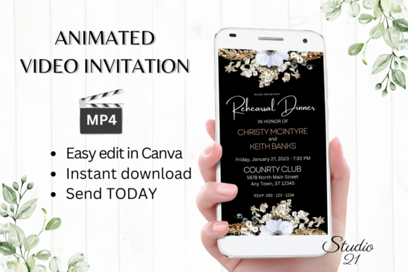 Boho Rehearsal Dinner Invite W7107: Your Digital Solution