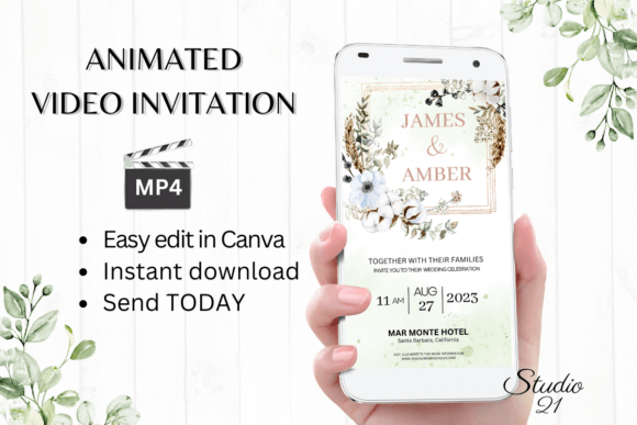 Boho Wedding Invitation W8102: Effortless Digital Elegance