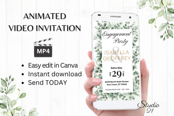 Classic Engagement Party Invite W1400: A Timeless Digital Template