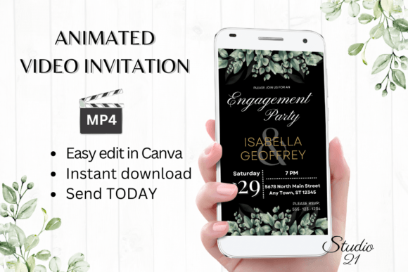 Classic Engagement Party Invite W1409: A Digital Design Asset