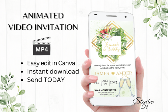 Design a Dreamy Tropical Wedding Brunch Invite W9112B