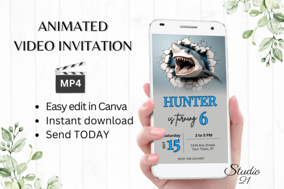 Shark Birthday Party Invite: Your Digital Animated Video Solution