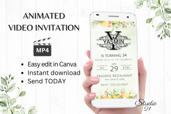 Smartphone Invite: The Monogram Letter Y Evite
