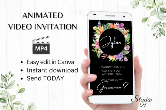 Tropical Groomsman Proposal W3119GM: A Digital Invitation with a Twist