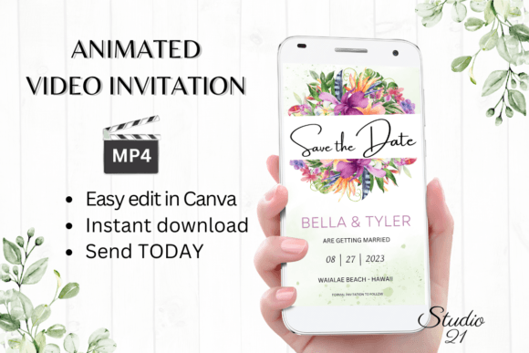 Tropical Save the Date Notice W2116: A Vibrant Digital Invitation Template