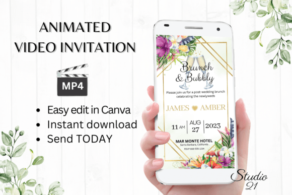Tropical Wedding Brunch Invite W9114B: Your Digital Design Shortcut