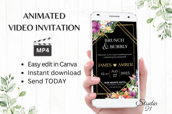 Tropical Wedding Brunch Invite W9115: A Lively Choice for Modern Events