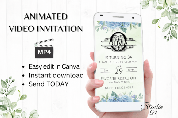 Video Birthday Evite (Monogram Letter O): Modern Digital Invitations